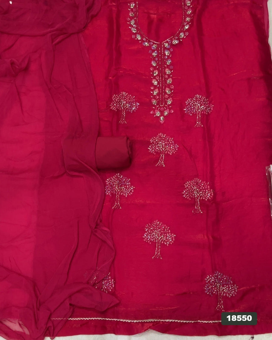 Silk Embroidery Suit Set