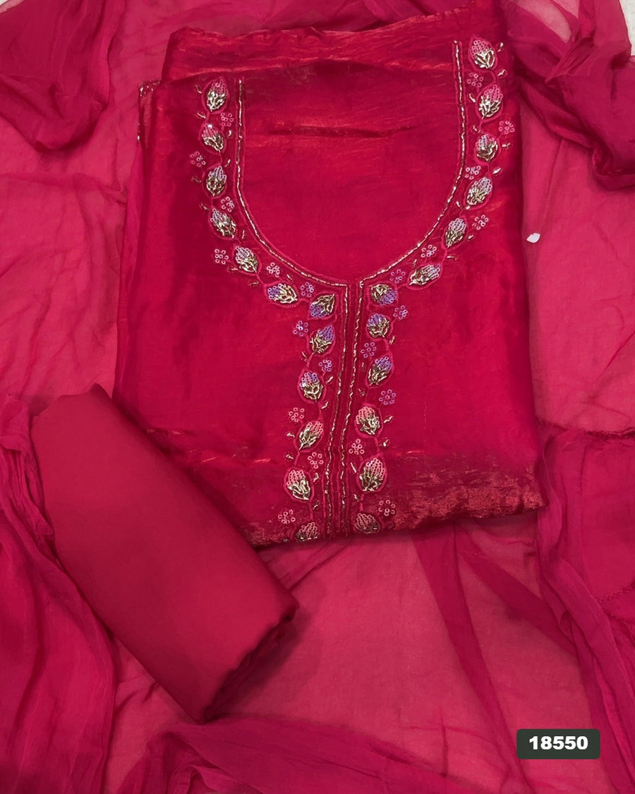 Silk Embroidery Suit Set