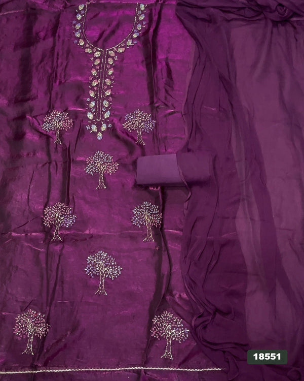 Silk Embroidery Suit Set