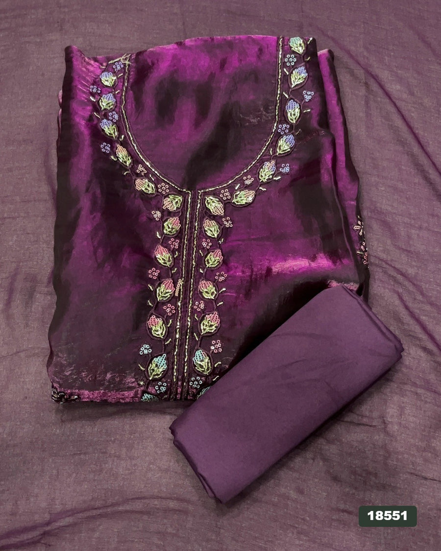 Silk Embroidery Suit Set