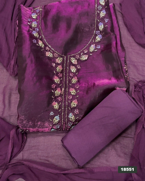Silk Embroidery Suit Set