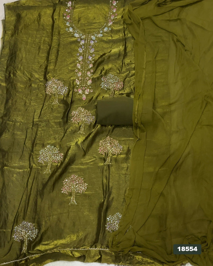 Silk Embroidery Suit Set