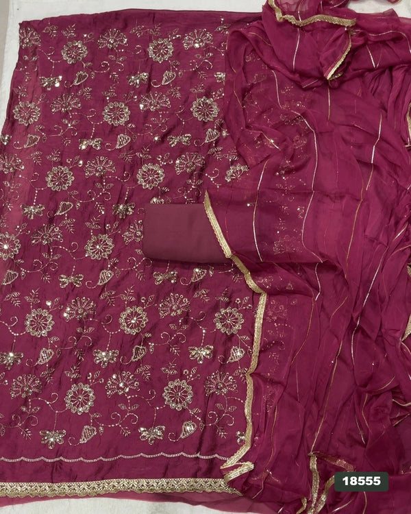 Silk Embroidery Suit Set