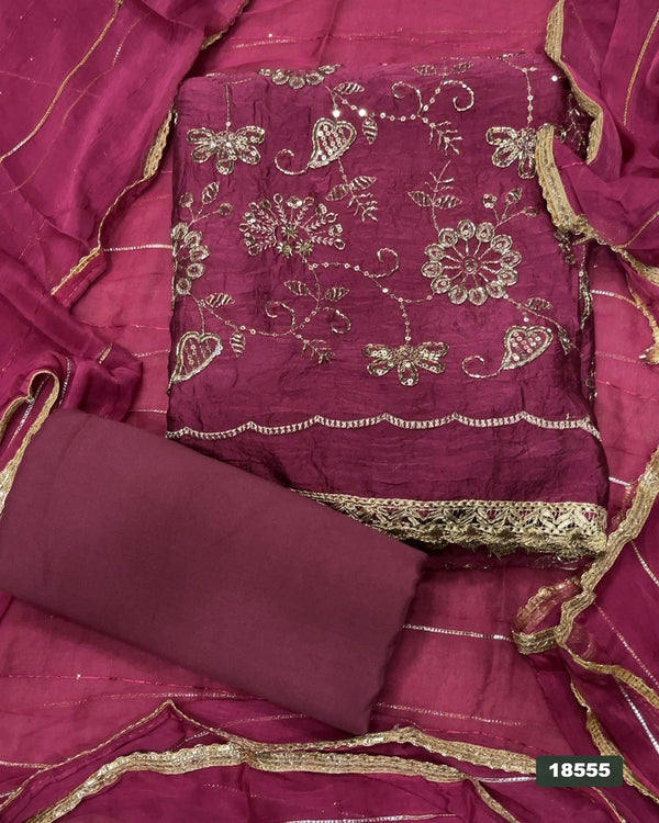 Silk Embroidery Suit Set