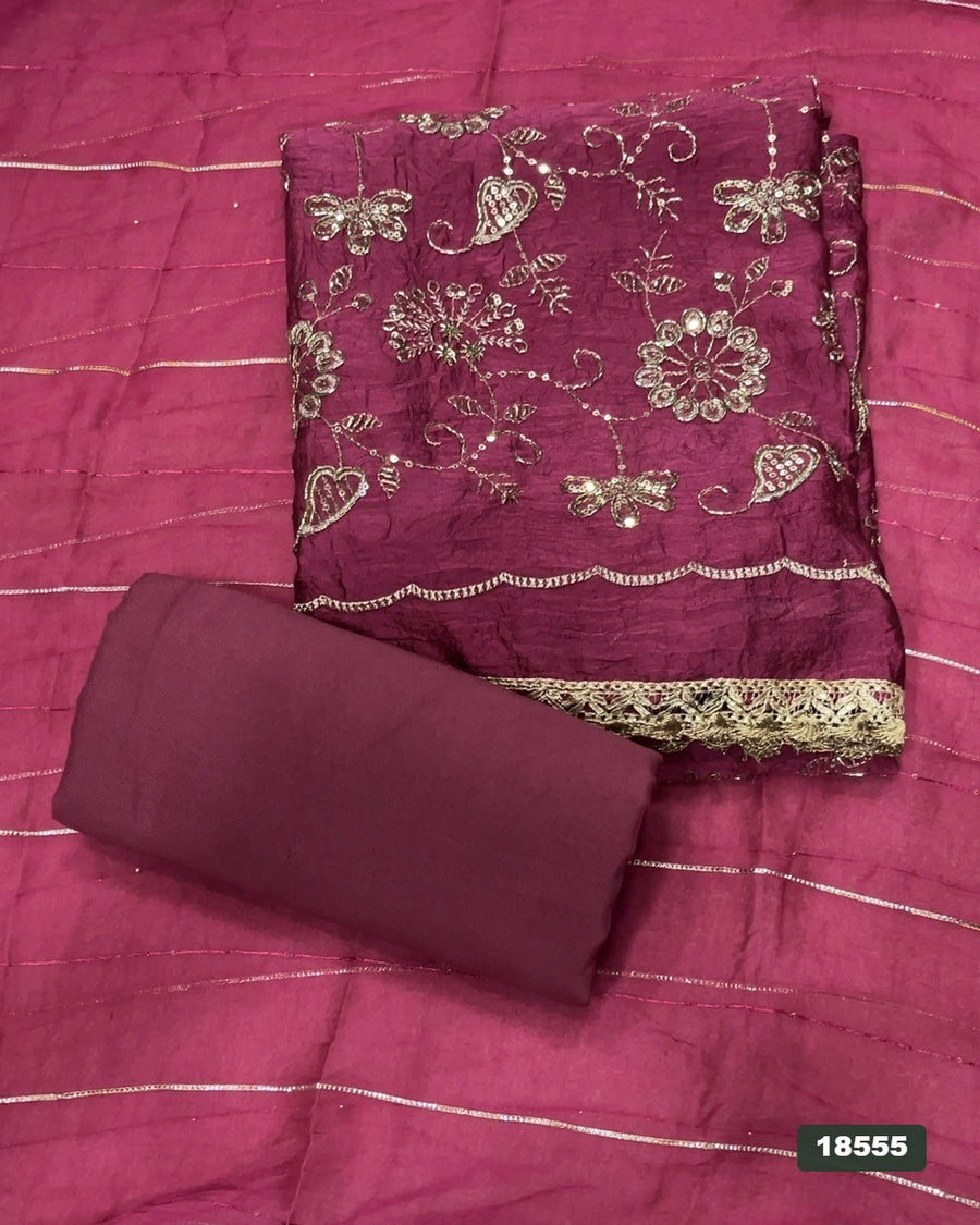 Silk Embroidery Suit Set