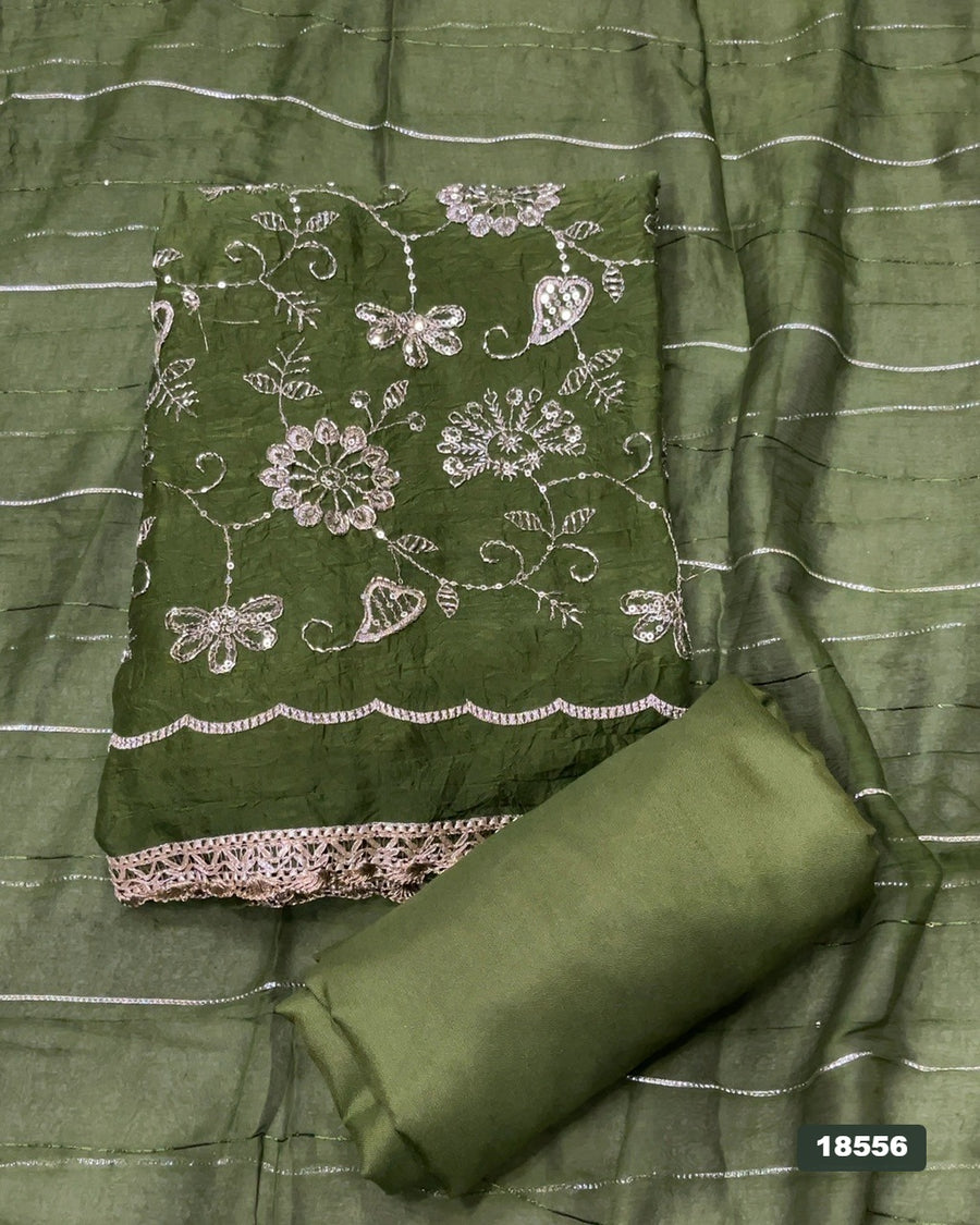 Crush Silk Embroidery Suit Set