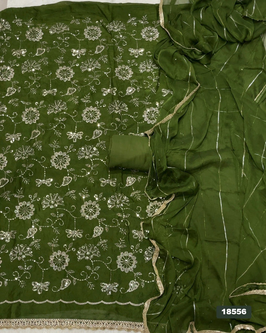 Crush Silk Embroidery Suit Set