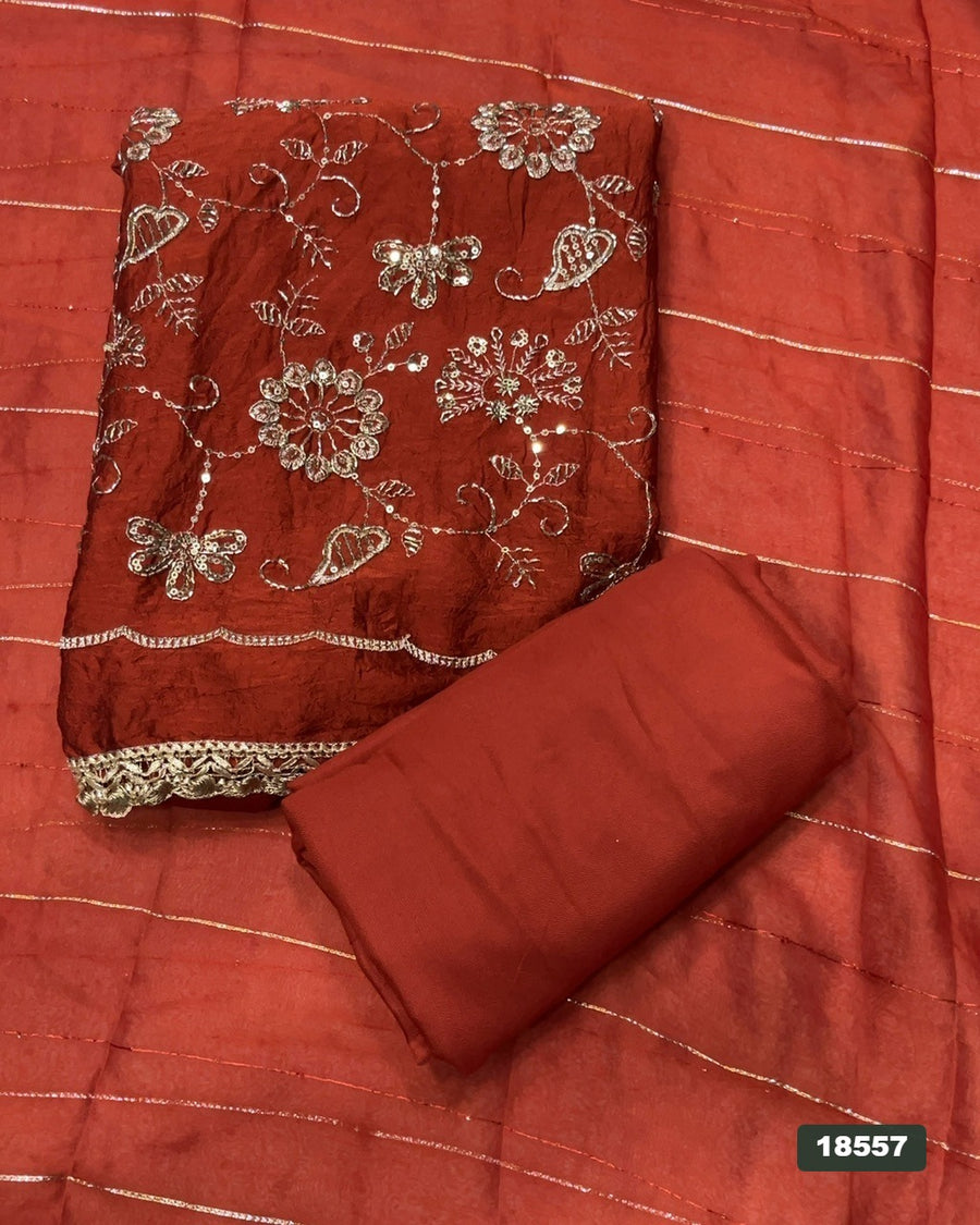 Crush Silk Embroidery Suit Set