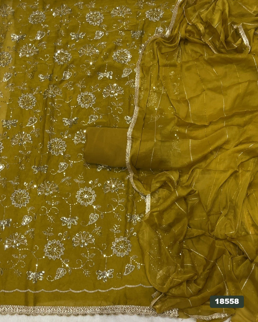 Crush Silk Embroidery Suit Set