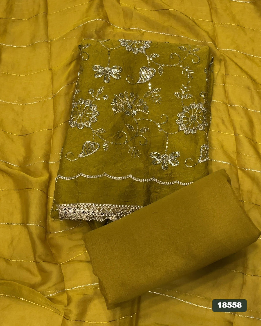 Crush Silk Embroidery Suit Set