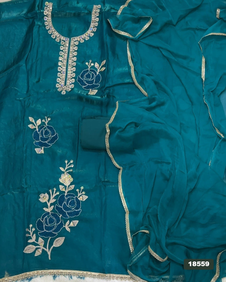 Silk Embroidery Suit Set