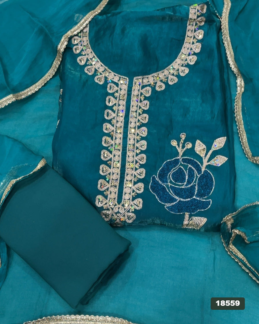 Silk Embroidery Suit Set