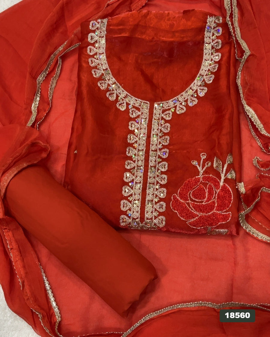 Silk Embroidery Suit Set