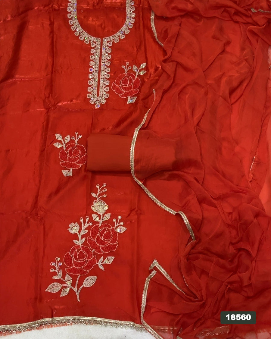 Silk Embroidery Suit Set
