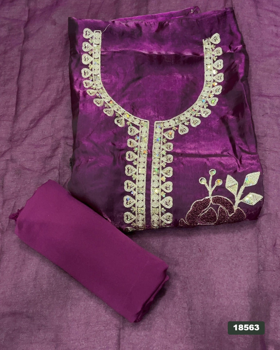 Silk Embroidery Suit Set