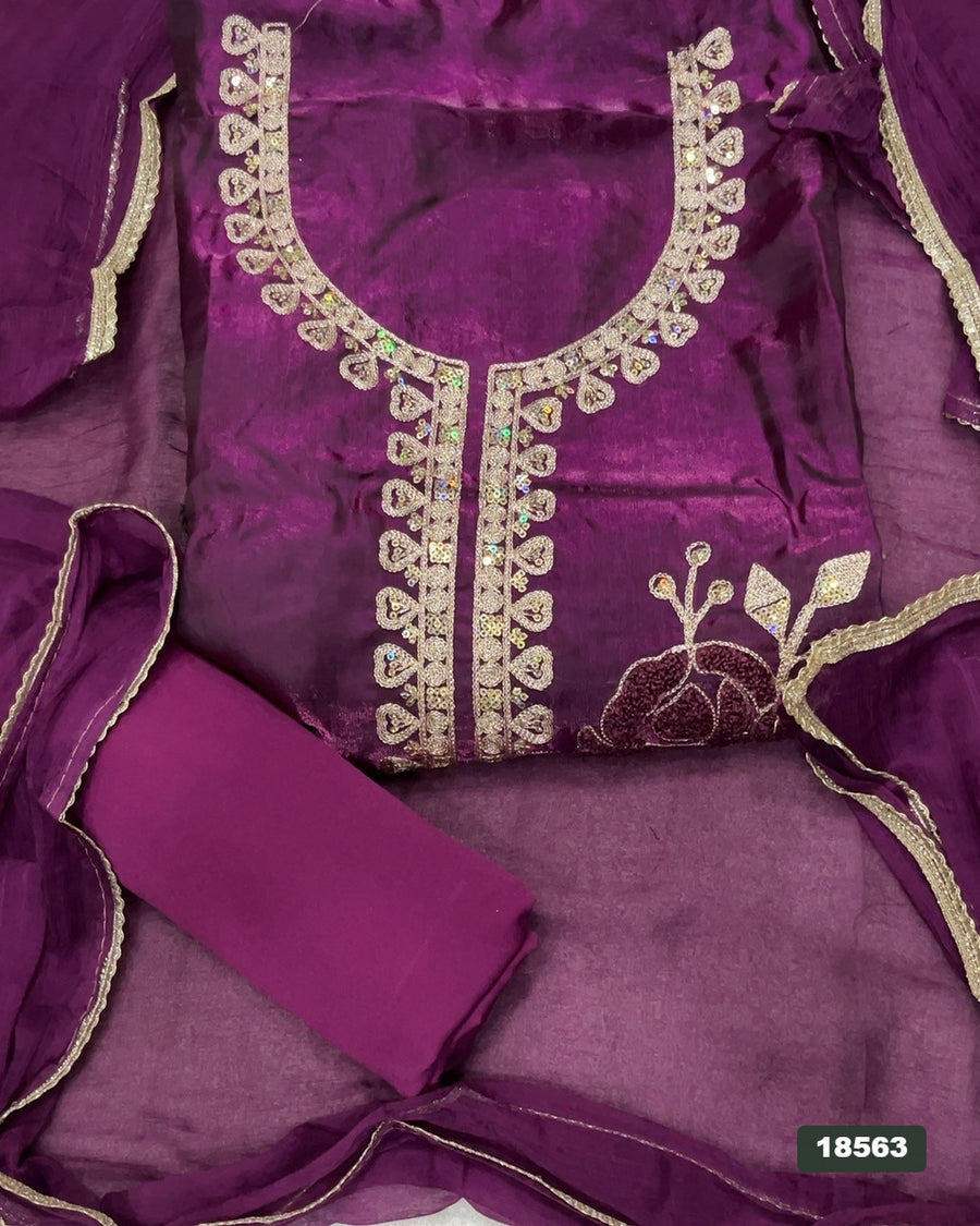 Silk Embroidery Suit Set