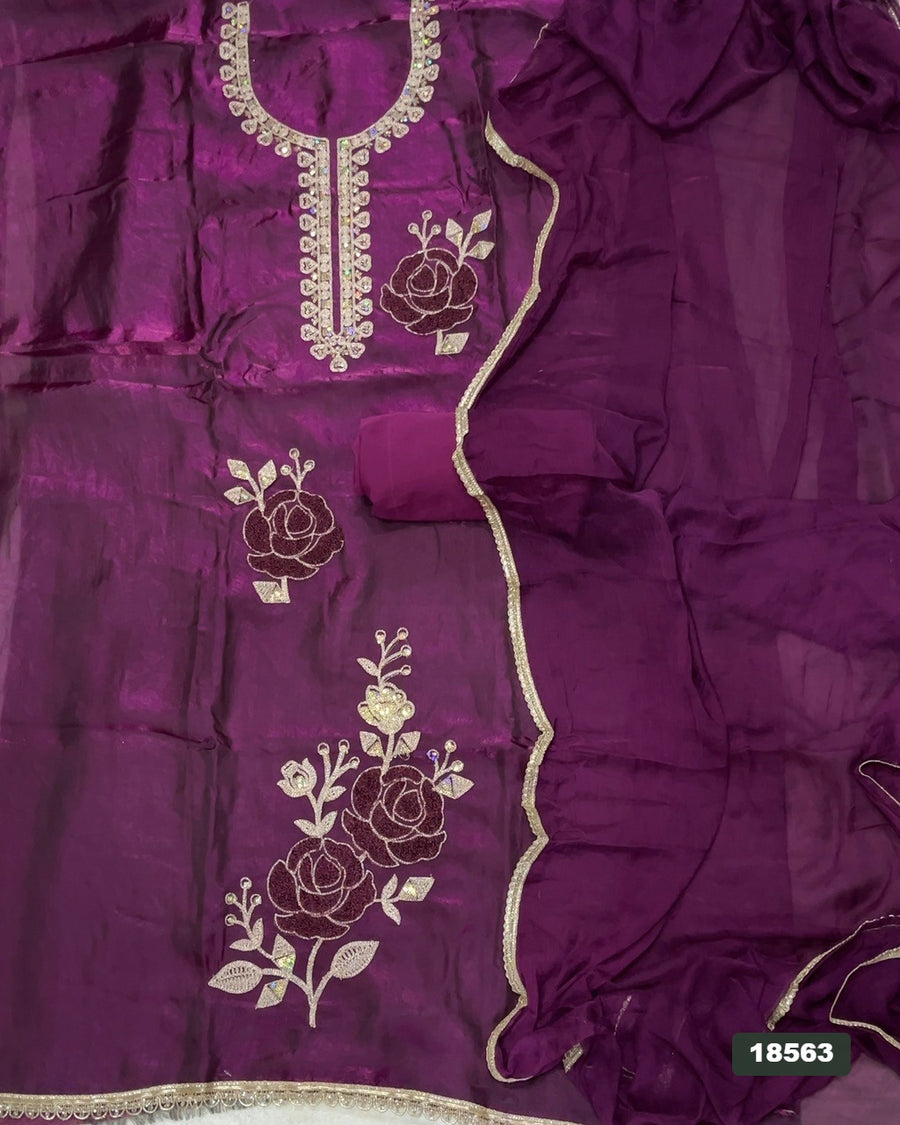 Silk Embroidery Suit Set