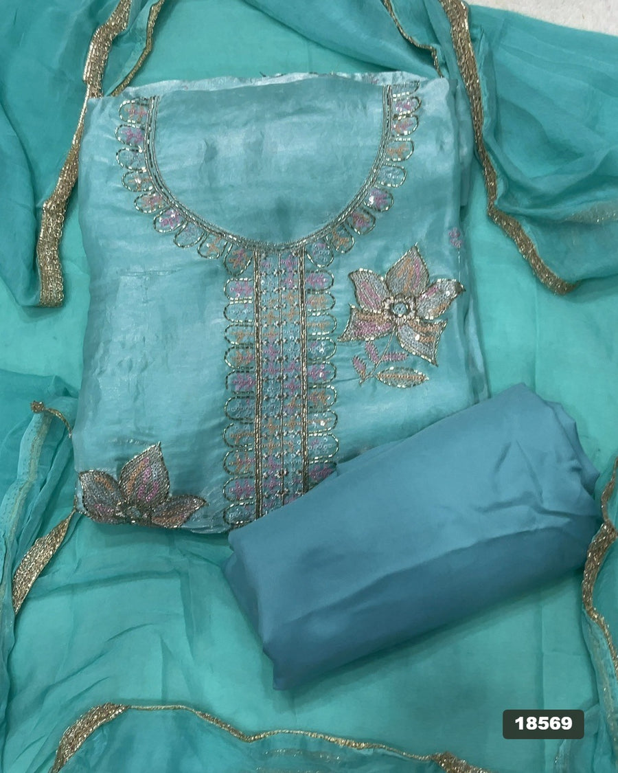 Silk Embroidery Suit Set
