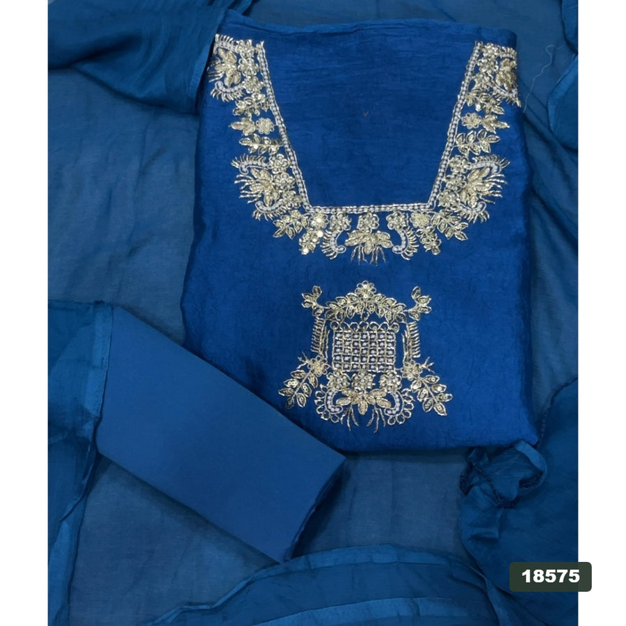 Crush Silk Embroidery Suit Set