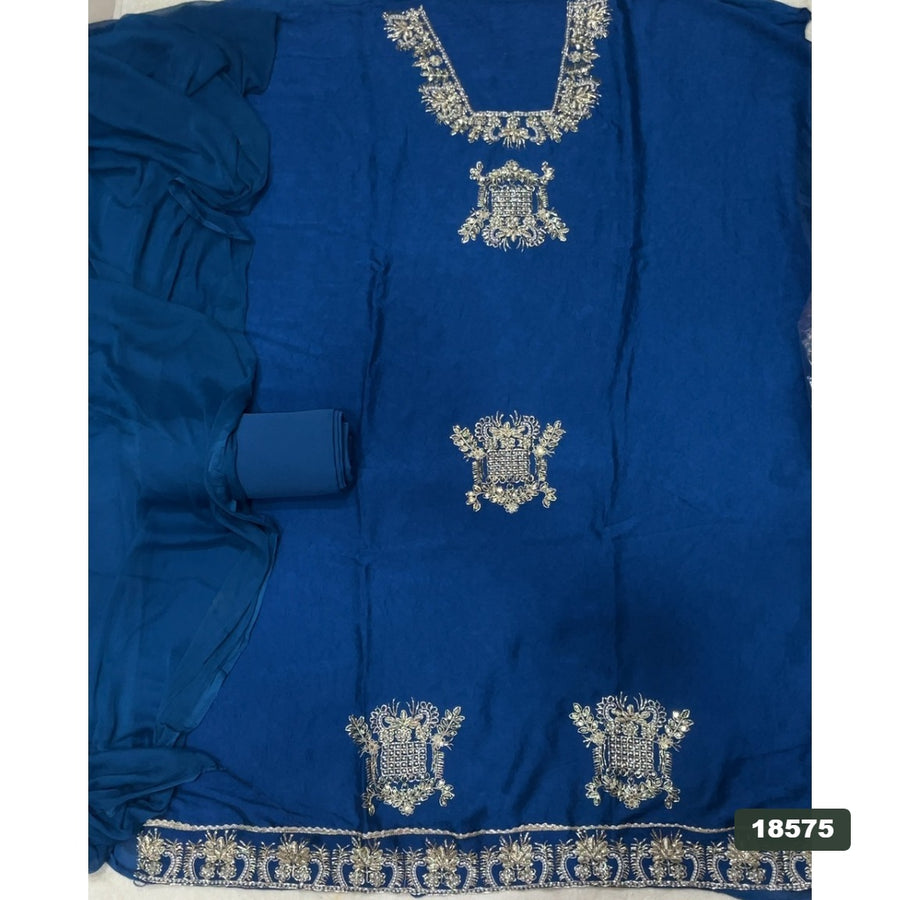 Crush Silk Embroidery Suit Set