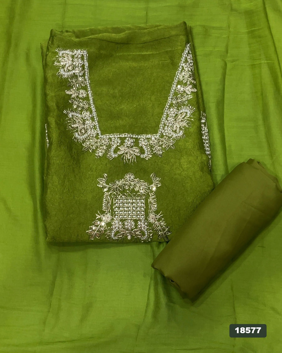 Crush Silk Embroidery Suit Set