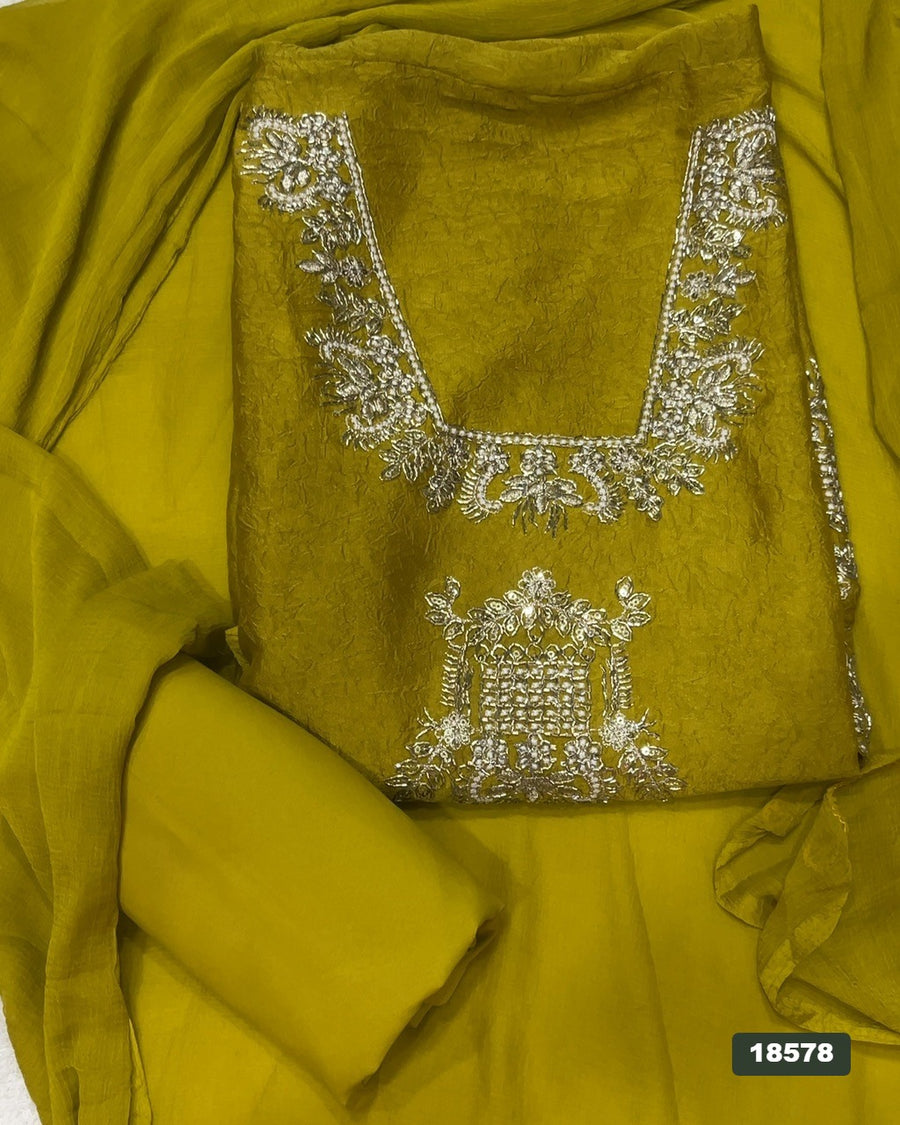 Crush Silk Embroidery Suit Set