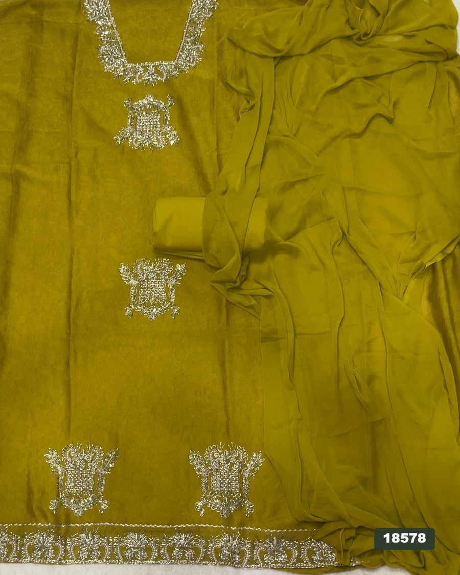 Crush Silk Embroidery Suit Set