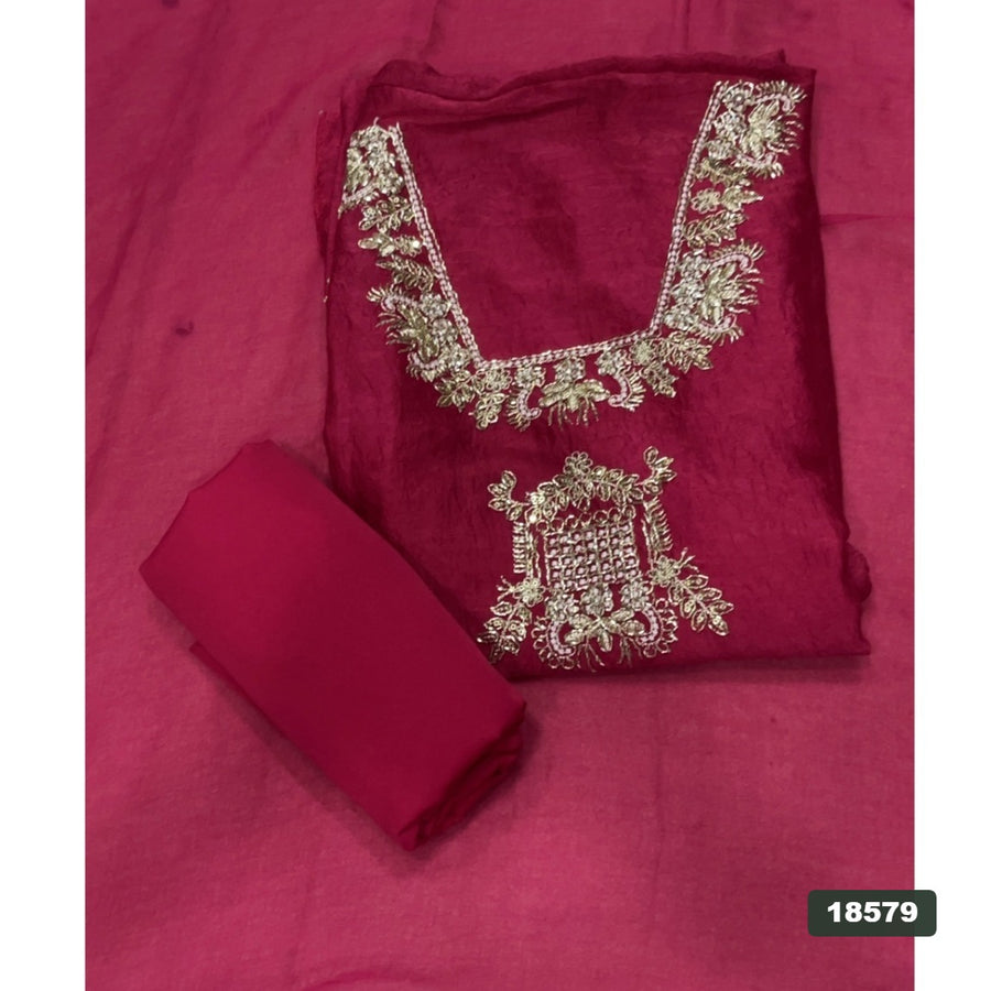 Crush Silk Embroidery Suit Set