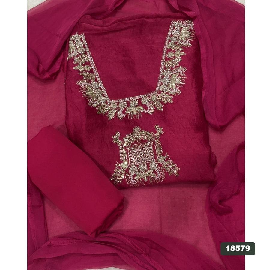 Crush Silk Embroidery Suit Set