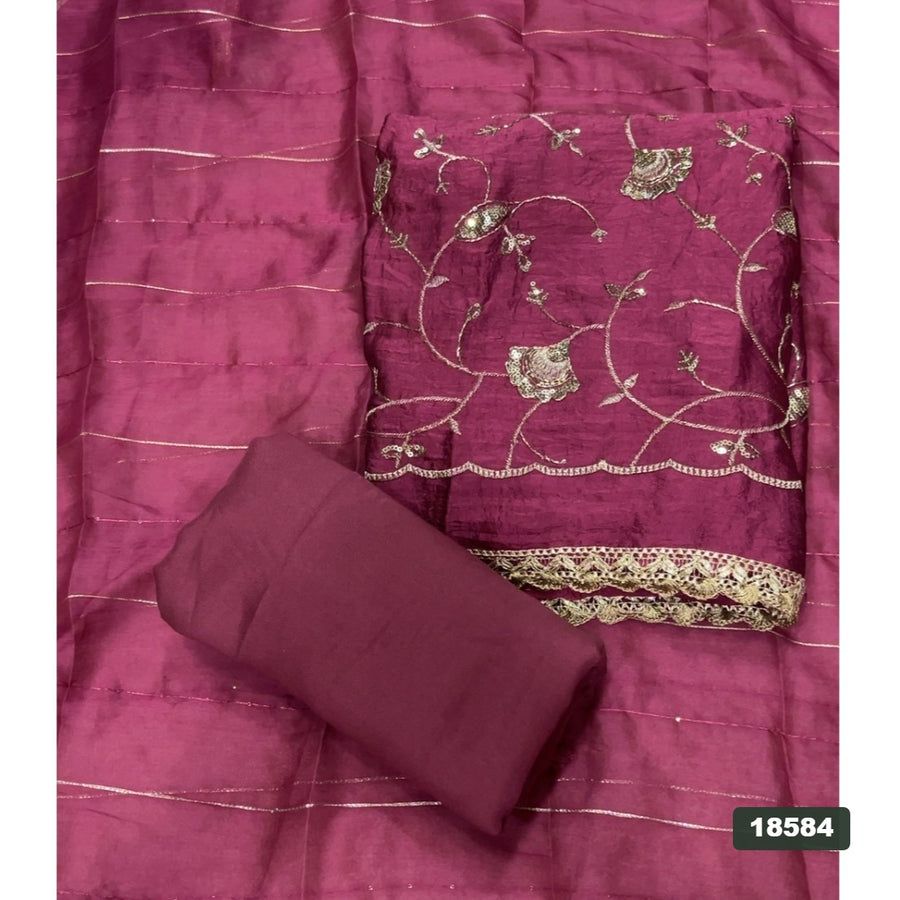 Crush Silk Embroidery Suit Set