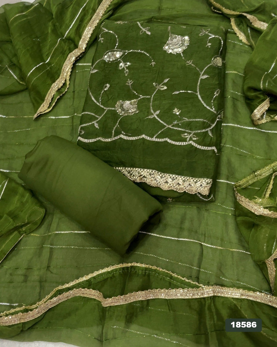 Crush Silk Embroidery Suit Set