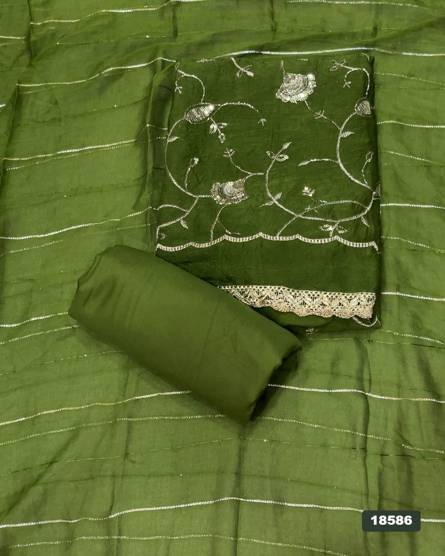 Crush Silk Embroidery Suit Set