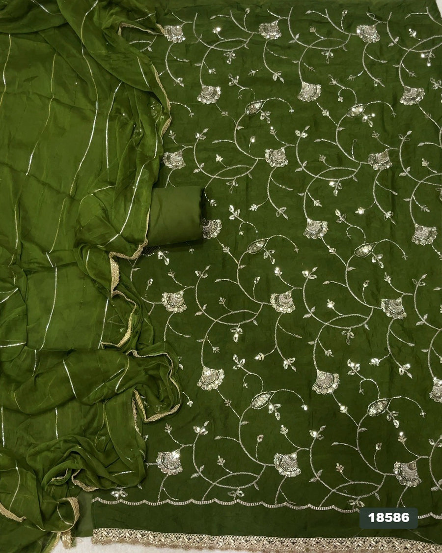 Crush Silk Embroidery Suit Set