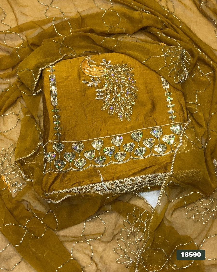 Silk Embroidery Suit Set