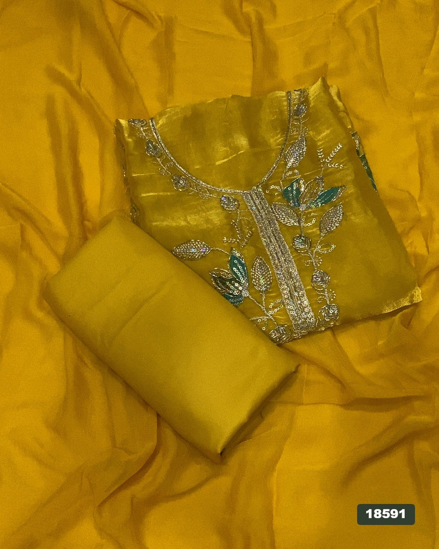 Crush Silk Embroidery Suit Set