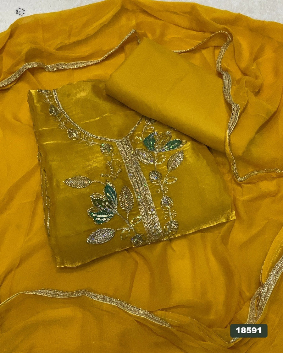 Crush Silk Embroidery Suit Set
