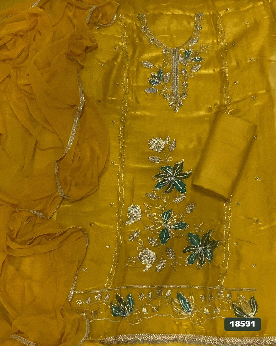 Crush Silk Embroidery Suit Set