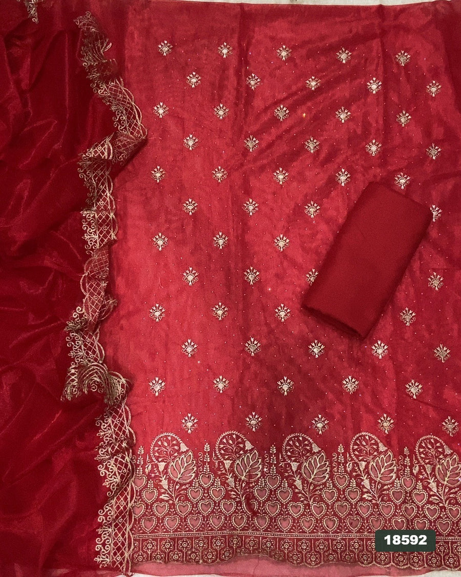 Crush Silk Embroidery Suit Set