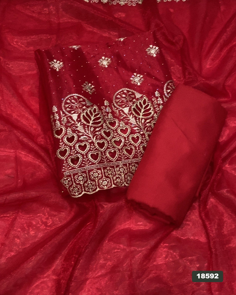 Crush Silk Embroidery Suit Set