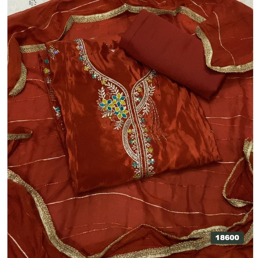 Glass Organza Silk Embroidery Suit Set