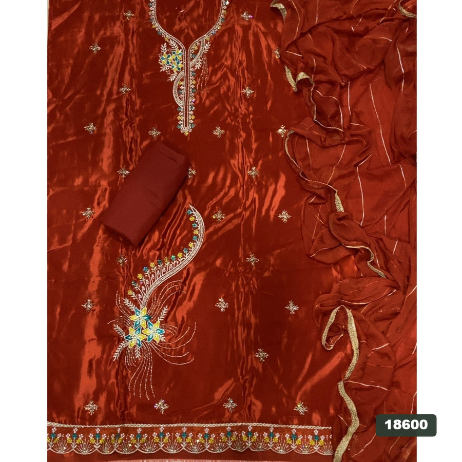 Glass Organza Silk Embroidery Suit Set