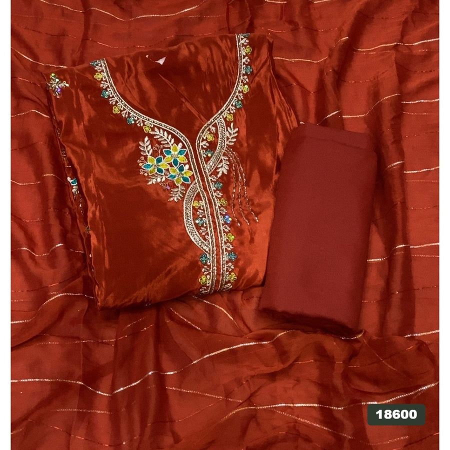 Glass Organza Silk Embroidery Suit Set