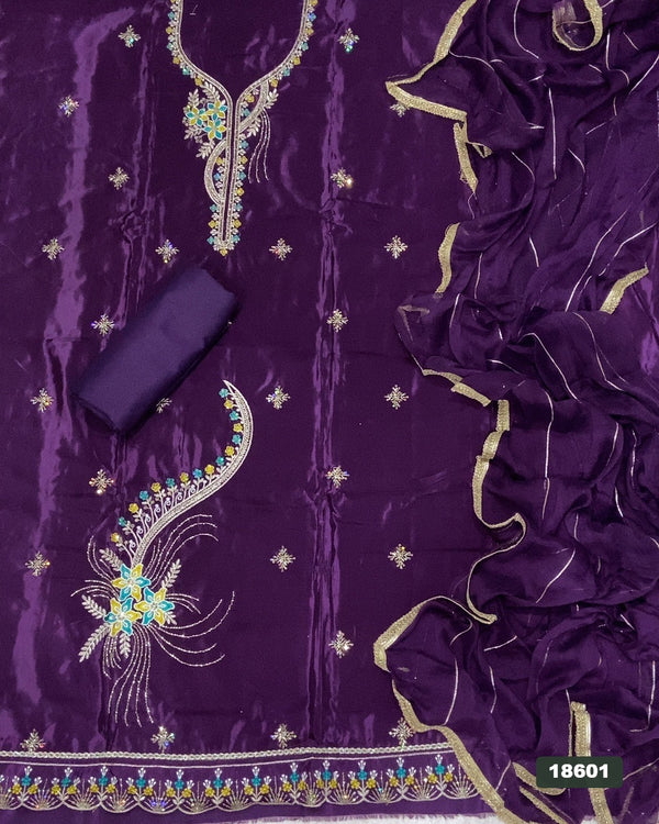 Glass Organza Silk Embroidery Suit Set