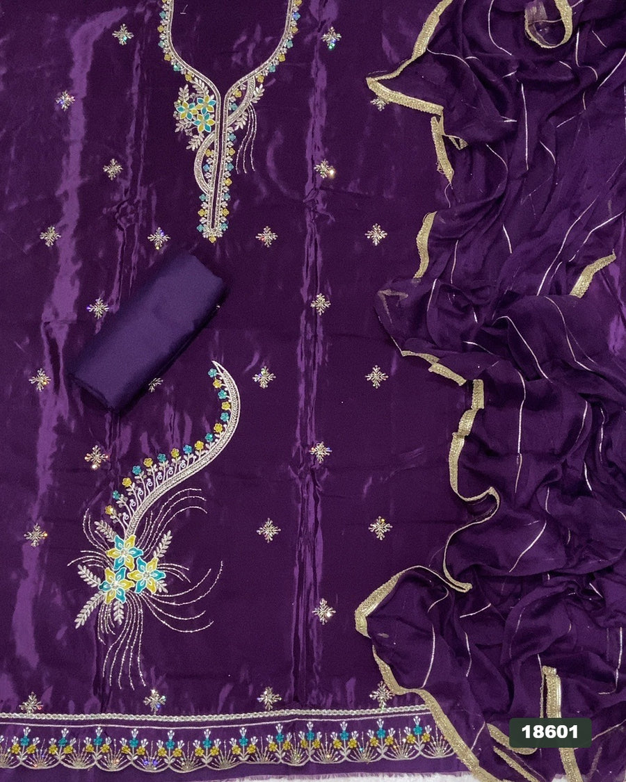 Glass Organza Silk Embroidery Suit Set