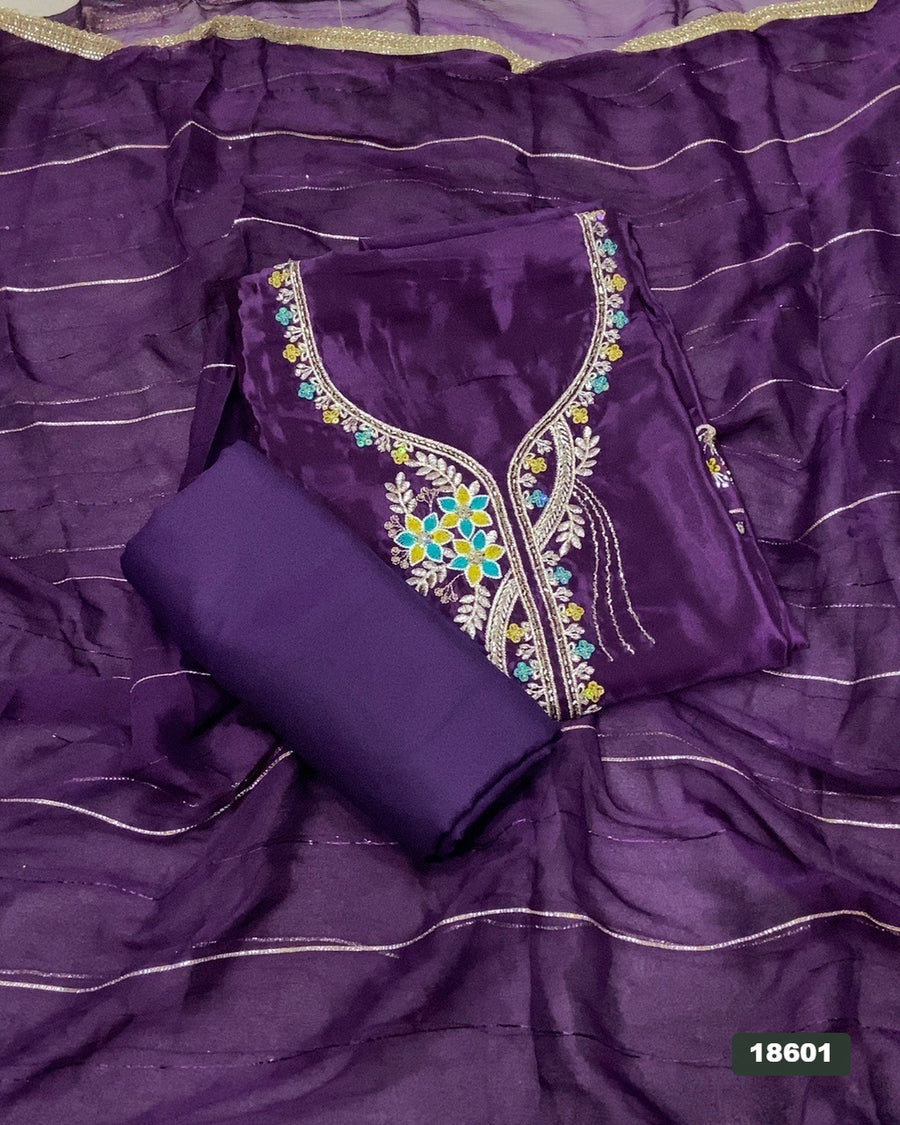 Glass Organza Silk Embroidery Suit Set