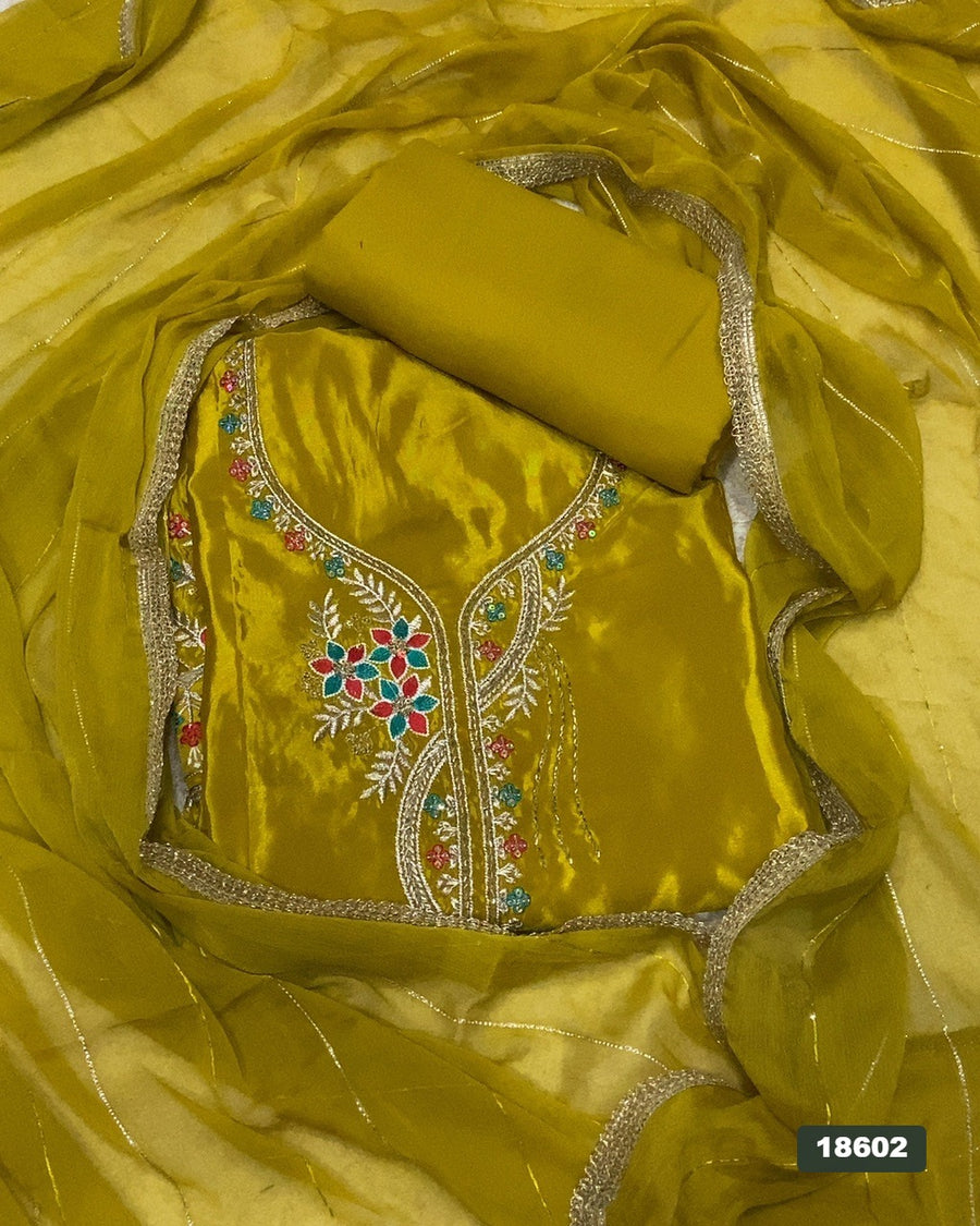 Glass Organza Silk Embroidery Suit Set