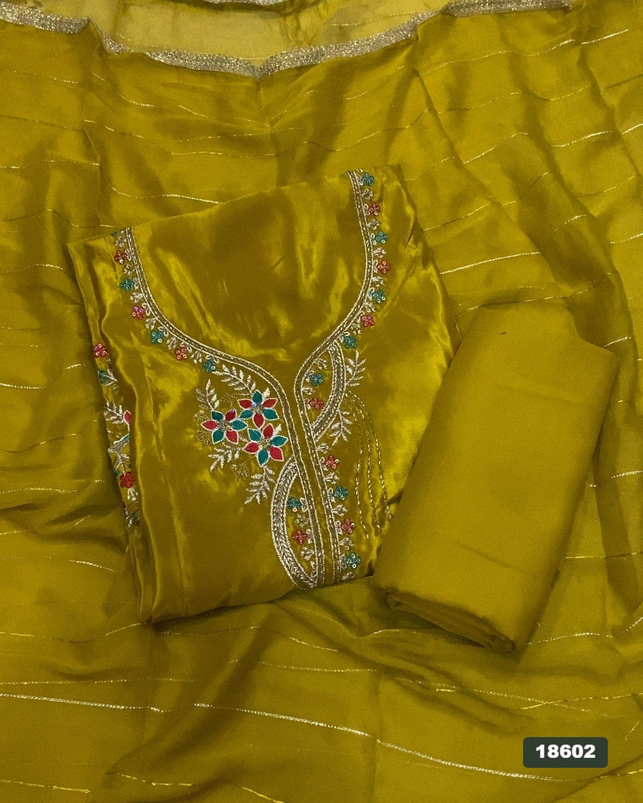 Glass Organza Silk Embroidery Suit Set
