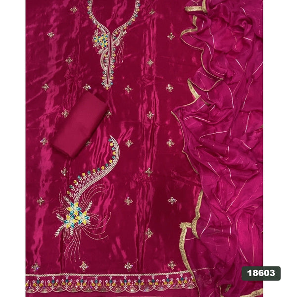 Glass Organza Silk Embroidery Suit Set