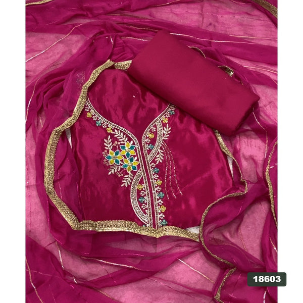 Glass Organza Silk Embroidery Suit Set