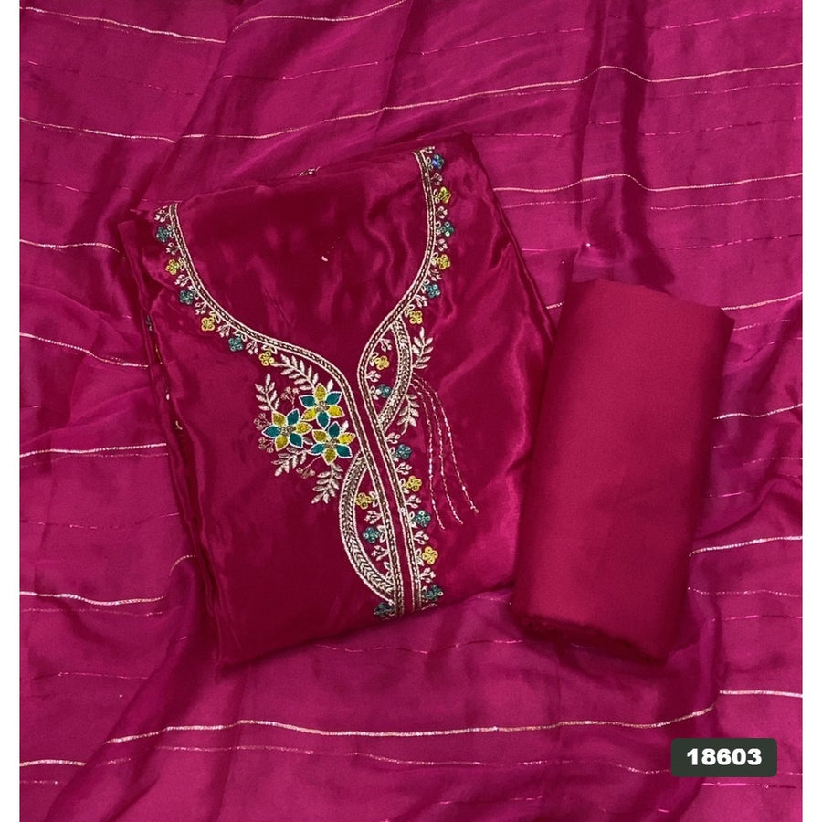 Glass Organza Silk Embroidery Suit Set